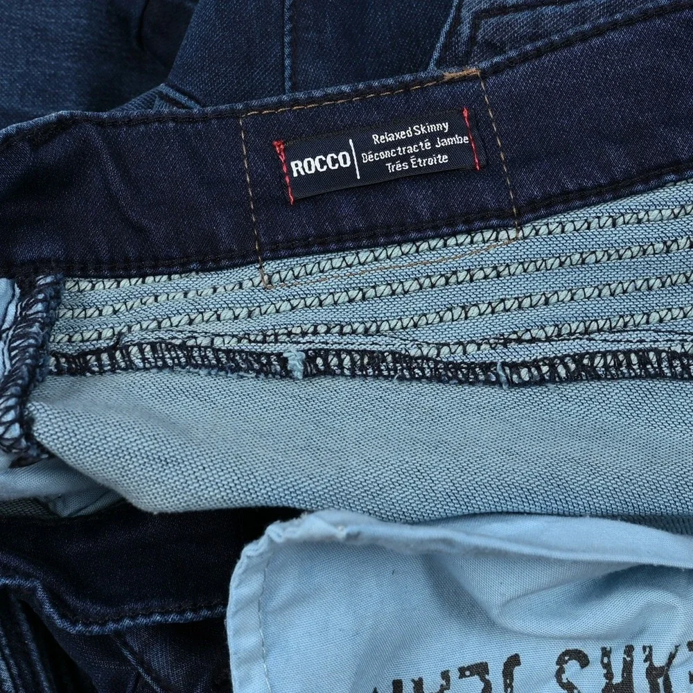 True Religion Men's Rocco Relaxed Skinny Jeans Size 38 Moto Ribbed Biker Hip Hop